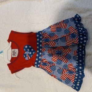 Red-White-Blue with belt sleeveless tank dress with tie waist belt